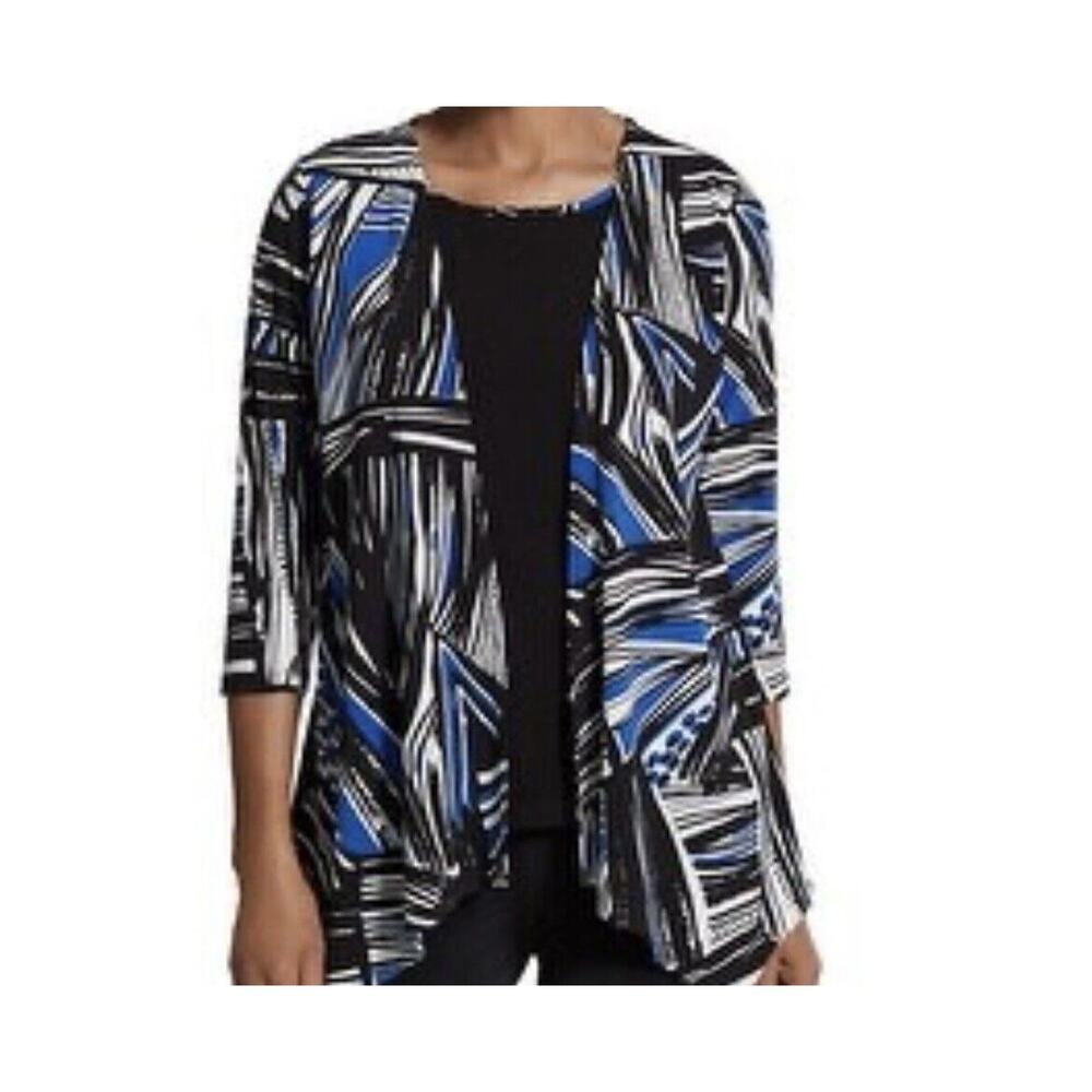 Chico's Black and Blue Patterned Tunic Top - Picture 2 of 13